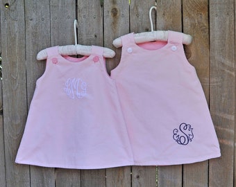 Girls Corduroy A-line Dress, baby Jumper dress or jon jon romper, can be monogrammed with add on, many colors and sizes
