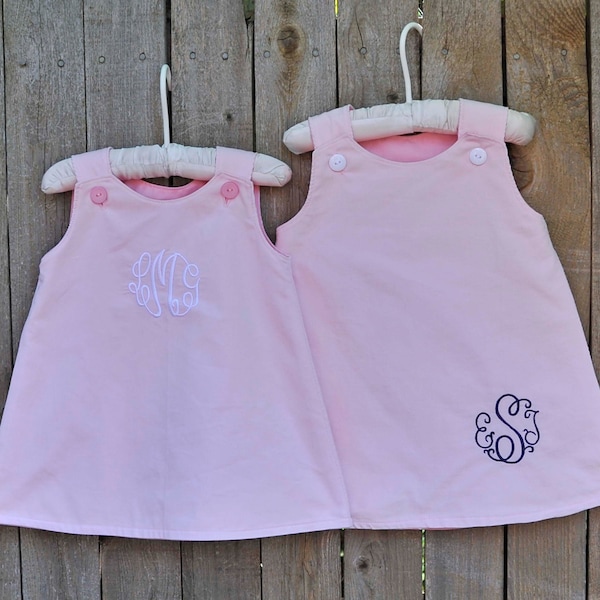 Girls Corduroy A-line Dress, baby Jumper dress Blue corduroy, can be monogrammed with add on, brother sister matching jon jon longalls