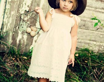 white eyelet flower girl dress