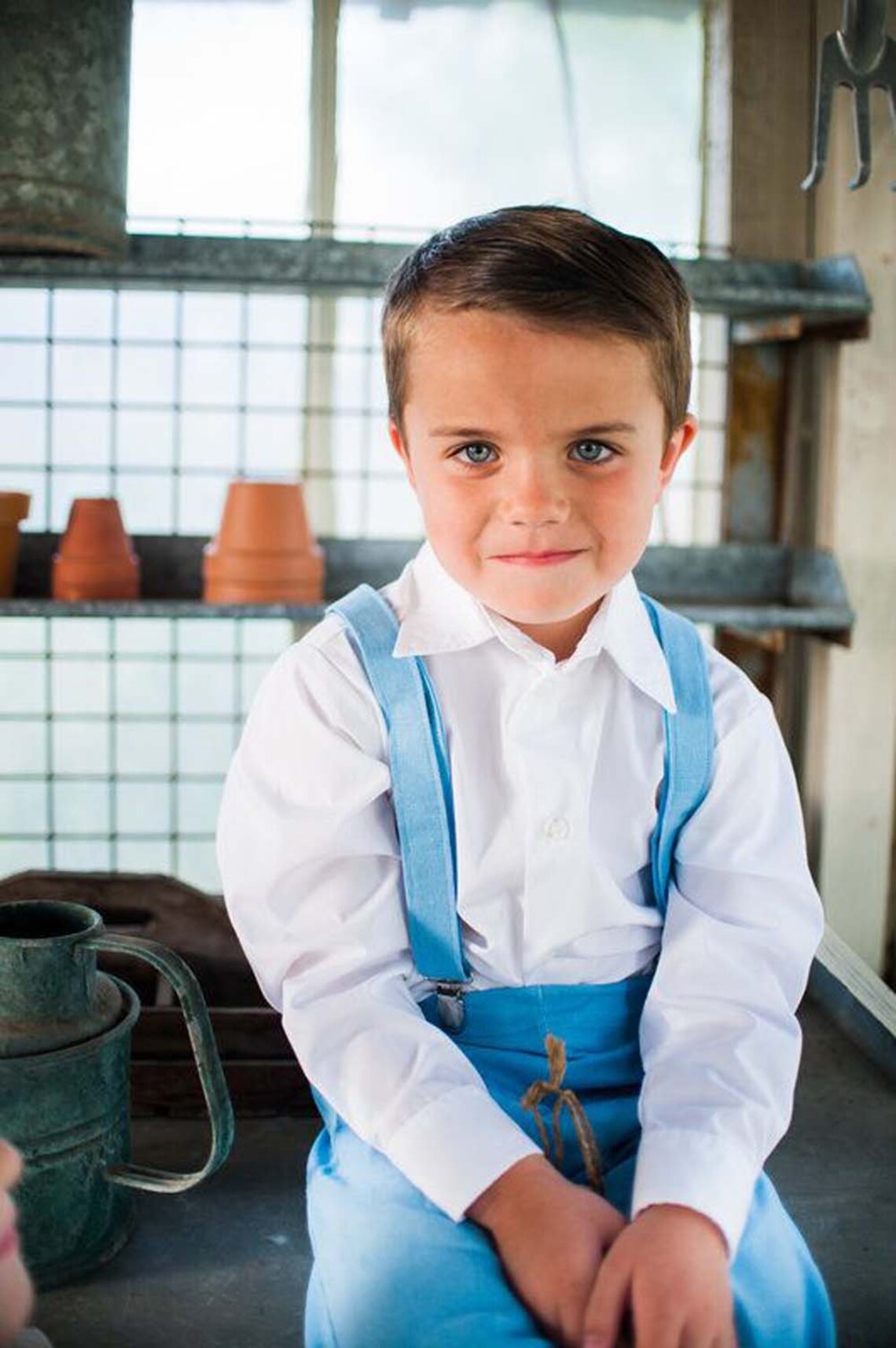 Ring Bearer Outfit Boys Linen Suspender Shorts Boys Wedding Etsy