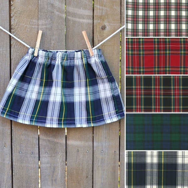 Girls plaid skirt, lightweight cotton tartan plaid, Sibling matching Christmas Thanksgiving outfits 3m,6m,9m,12m,18m,2t,3t,4t,5,6,7, 8,10,12