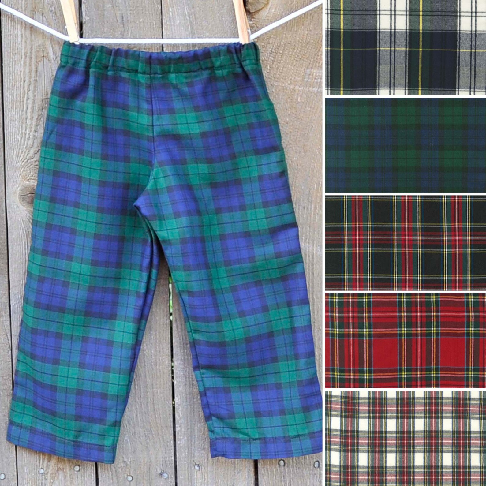 Navy and Green Plaid Pants or Shorts Lightweight Blue Tartan Etsy