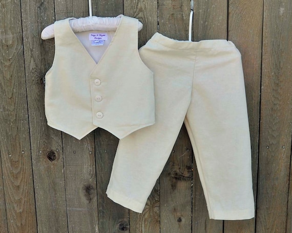 Ring Bearer Outfit Boys Linen Pant and Vest Suit Boys Linen Suit