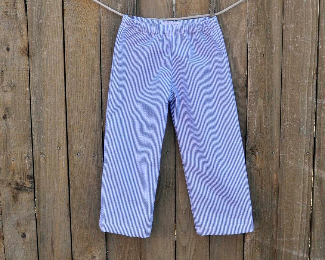 Men's Pleated Seersucker Pant Blue