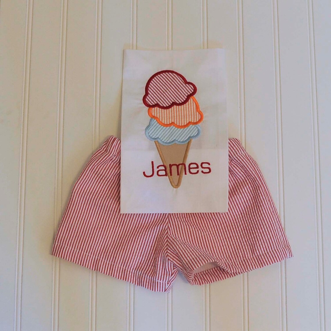 Baby Boy Ice Cream Cone Shirt or Bubble Romper Personalized Etsy