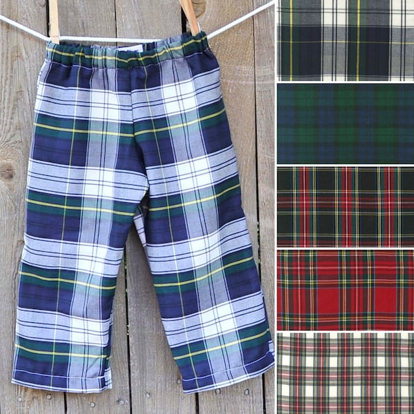 Children's plaid pants or shorts, navy blue and white lightweight tartan Thanksgiving clothes...3m,6m,9m,12m,18m,2t,3t,4t,5,6,7