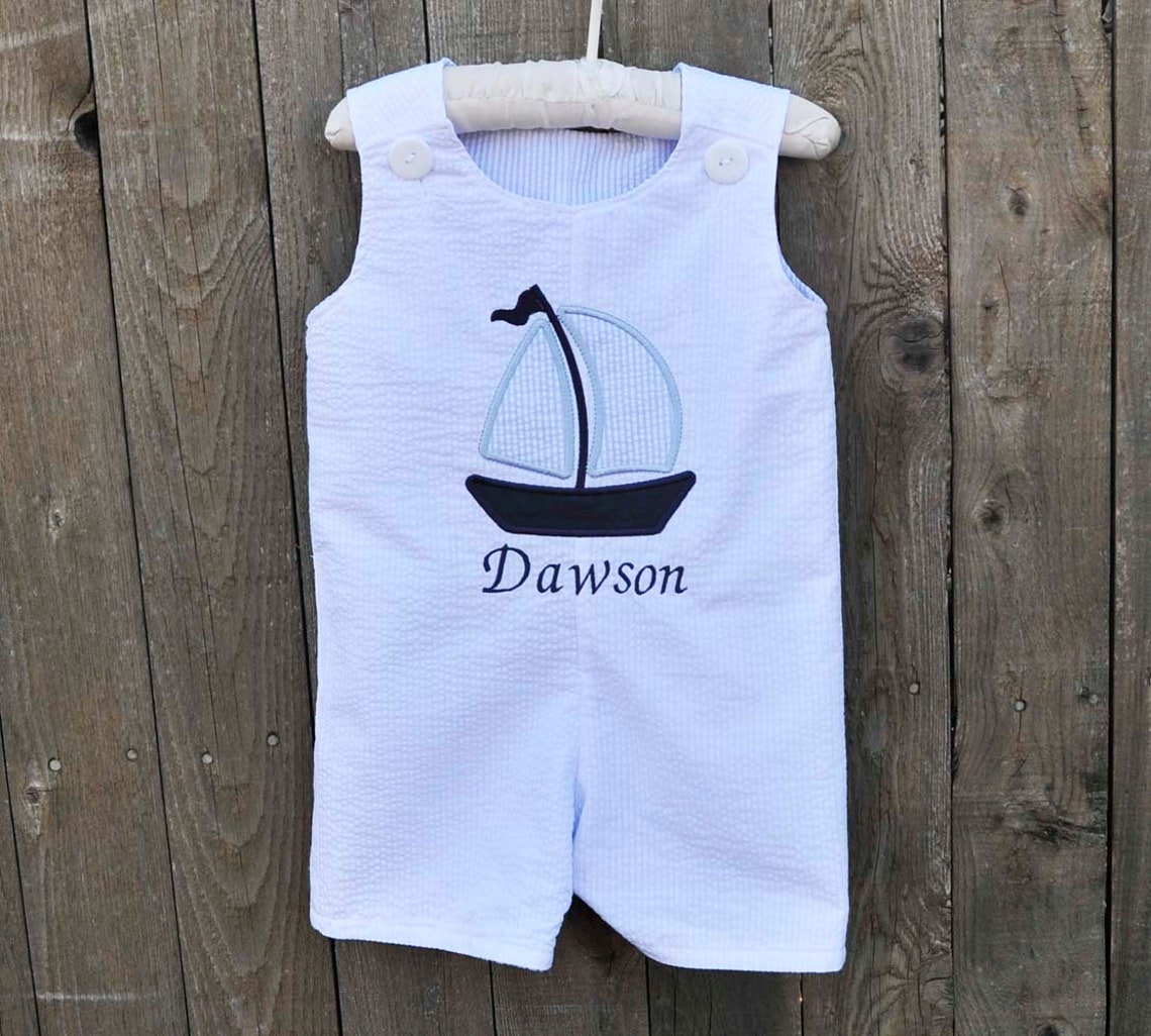 Baby Boy Beach Outfit Sailboat Summer Seersucker Shorts and Etsy