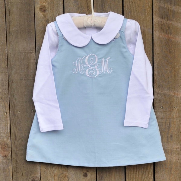 Girls Corduroy A-line Dress, baby Jumper dress or corduroy romper, shirt or monogram with add on, brother sister matching jon jon longalls