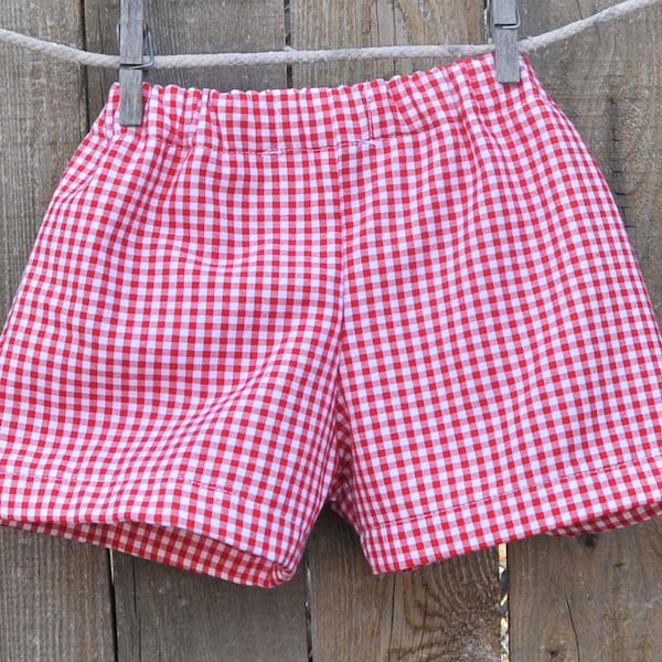 Red Gingham shorts or pants, many colors or checked plaid, Easter Shorts, beach or school clothes...3m,6m,9m,12m,18m,2t,3t,4t,5,6,7,8,10,12