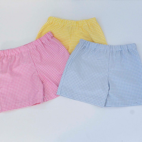 Girls Gingham shorts or pants, many colors checked plaid for school, birthdays or Easter...3m,6m,9m,12m,18m,2t,3t,4t,5,6,7,8,10,12