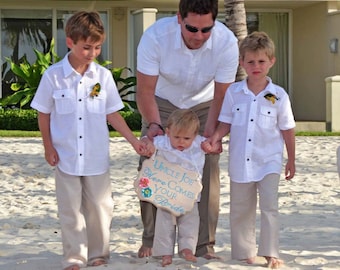 Ring Bearer attire, Child Drawstring Linen Pants in many colors for Beach Wedding ring bearer outfit