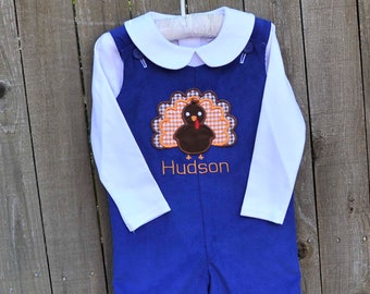 Thanksgiving Turkey longalls Corduroy jumper Dress matching sibling outfits A-line dress jon jon romper