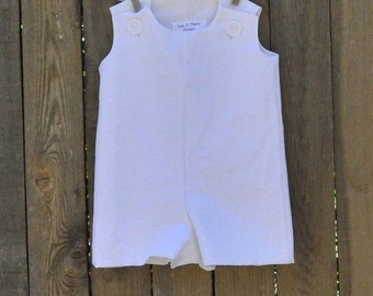 Baby Boy White Jon Jon Romper, Ivory baptism dress great for Wedding, Christening, Dedication Outfit 3m,6m,9m,12m,18m,2t,3t