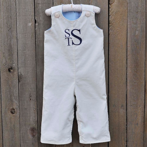 Ivory or White Corduroy Longalls, Winter Baptism dress or romper, can be monogrammed with add on listing...3m,6m,9m,12m,18m,2t,3t