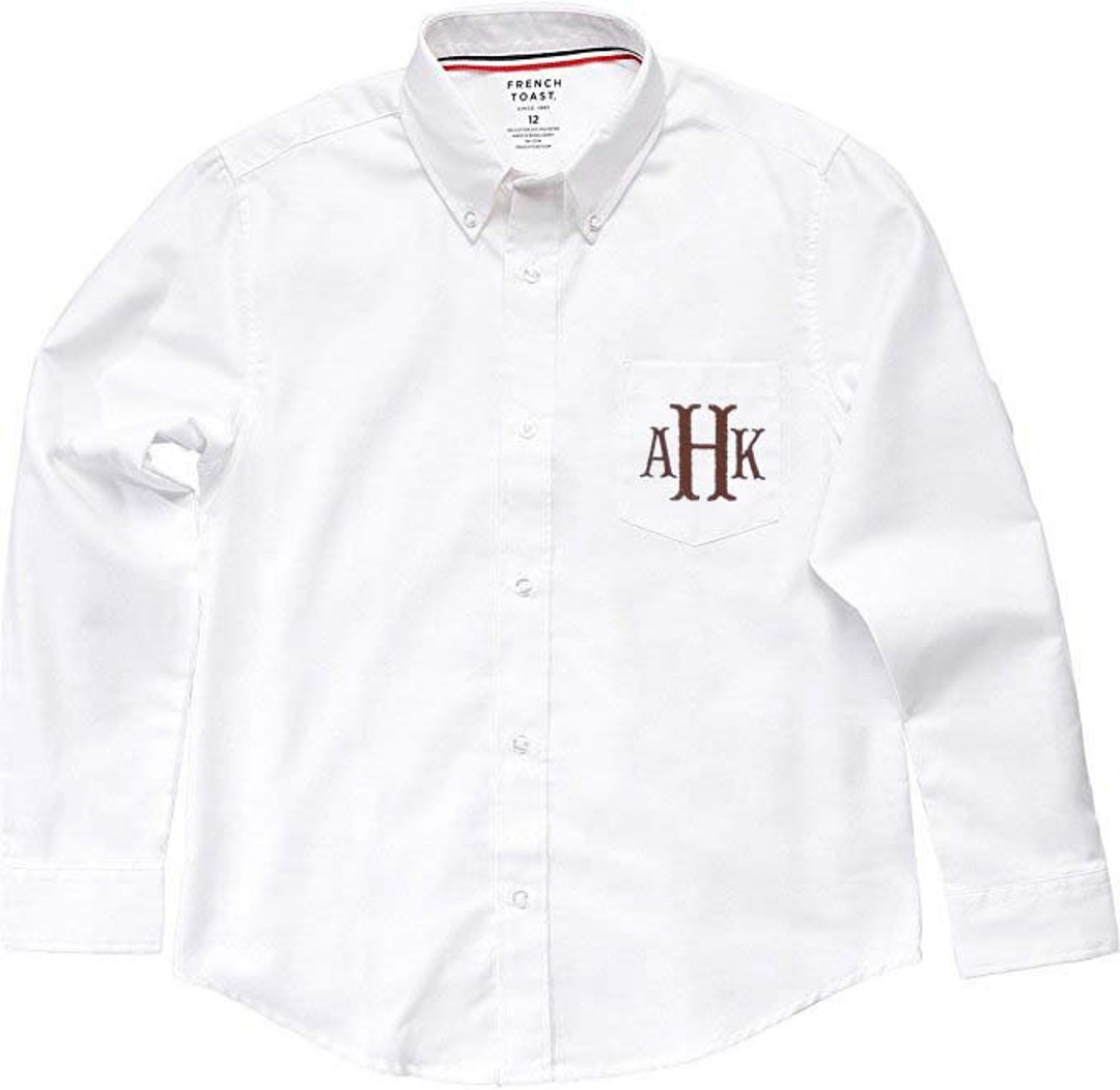 Monogrammed White Oxford Shirt, Boys Long Sleeve Shirt, Ring Bearer