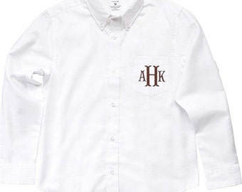 Monogrammed White Oxford shirt, boys long sleeve Shirt, Ring Bearer clothes, Beach Wedding, Photos, Graduations...2t,3t,4,5,6,7,8,10,12