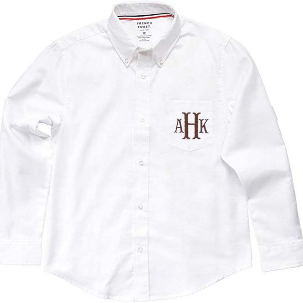 Monogrammed White Oxford shirt, boys long sleeve Shirt, Ring Bearer clothes, Beach Wedding, Photos, Graduations...2t,3t,4,5,6,7,8,10,12