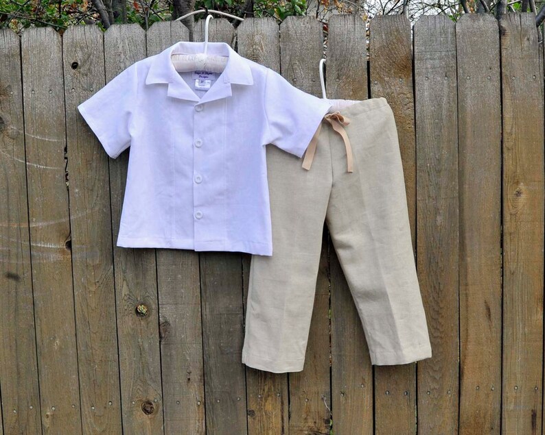 Boys Linen Shirt And Pants Set Ring Bearer Clothes Beach Etsy