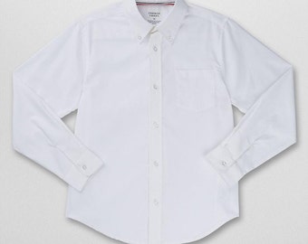 Boys white dress shirt Monogrammed oxford long sleeve Shirt, Ring Bearer outfit Embroidered shirt 2t,3t,4,5,6,7,8,10,12