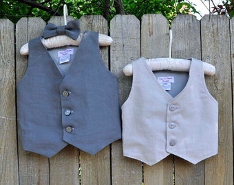 Grey linen Vest, Ringbearer suit, many colors, Beach Weddings, Photos, dedications...6m,12m,2t,3t,4t,5,6,7,8