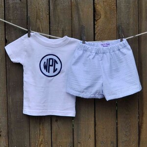 Blue Seersucker Pants or Shorts, many colors for school, Beach Weddings, Photos, 3m,6m,9m,12m,18m,2t,3t,4t,5,6,7,8,10,12 image 5