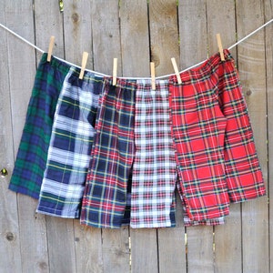 Red Christmas pants, lightweight red and ivory plaid shorts for boys and girls, tartan Thanksgiving clothes 3m,6m,9m,12m,18m,2t,3t,4t,5,6,7 image 4