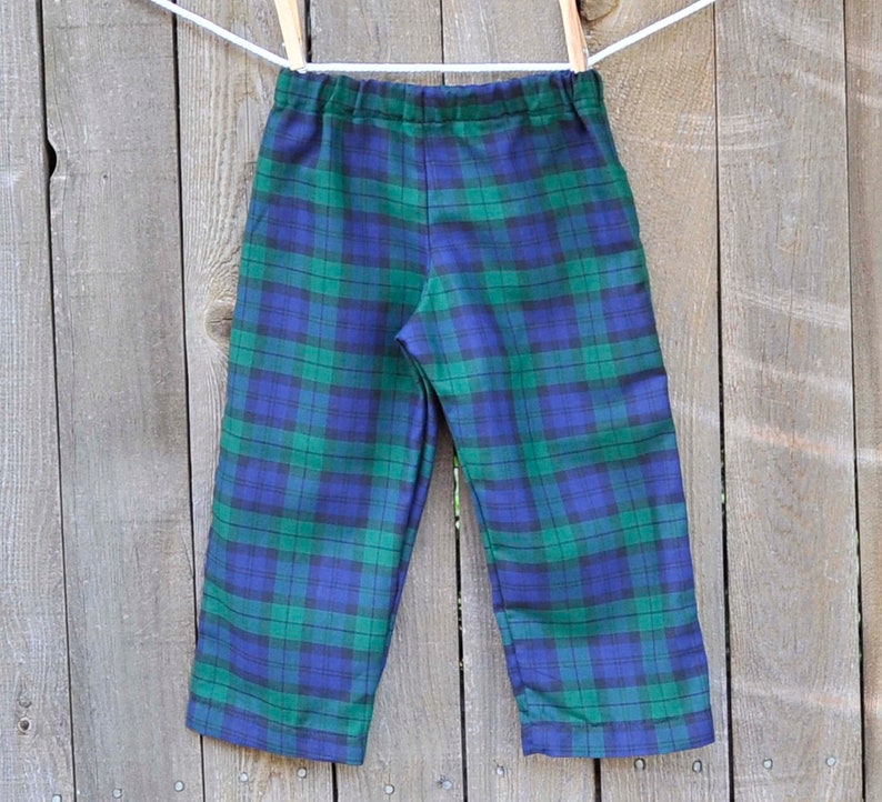 Red Christmas pants, lightweight red and ivory plaid shorts for boys and girls, tartan Thanksgiving clothes 3m,6m,9m,12m,18m,2t,3t,4t,5,6,7 image 2