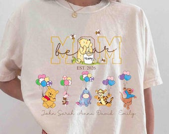 Custom Mothers Day Shirt with Names, Winnie the Pooh Mothers Days Gift, Custom Mama Bear Shirt, Gift For Mother's Day, Gift for Grandma