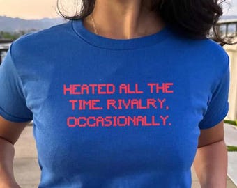 Heated All The Time Rivalry Occasionally Y2K Baby Tee, Hockey Graphic Tee, Cute Fandom Tee, LGBTQ Movie Merch, Y2K Hockey Romance Crop Top