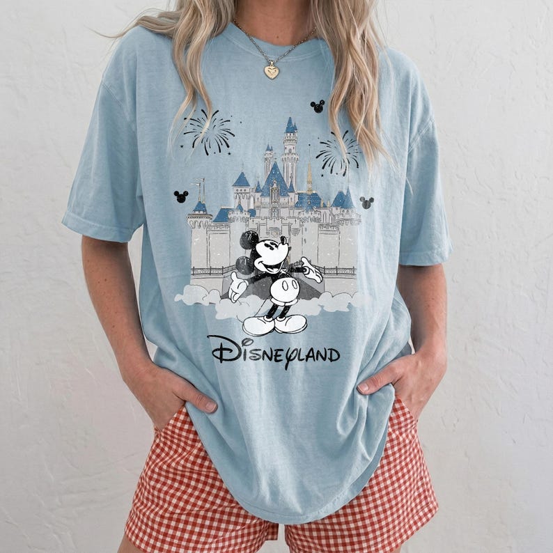 Retro Disneyland Castle Mickey Shirt, Family Matching 2026 Trip Castle Shirts, Disney Sleeping Beauty Castle Shirt, Disney Vacation Trip Tee Chambray
