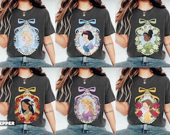 Camiseta retro de princesas Disney, camiseta coqueta de princesas Disney, camiseta de viaje para chicas Disney, camiseta de grupo Disney, Disney personalizada, camiseta de viaje Disney