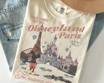 Retro Mickey Paris T Shirt, Eiffel Tower Mickey Mouse Shirt, Paris Shirt, Family Vacation Matching Shirt, Castle Tee, Disney Vacation Shirt