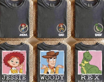 Retro Disney Toy Story Personalized Name Shirt, Toy Story All Characters Checkered Shirt, Woody, Buzz, Jessie, Custom Group Matching Tee