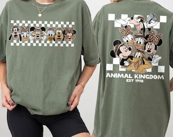 Camiseta retro de Disney Animal Kingdom, camiseta de Mickey y sus amigos de Animal Kingdom, camiseta de Disney Mickey Safari, camiseta a cuadros de Disney Safari Family