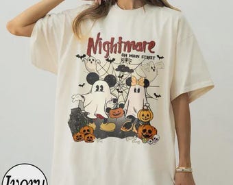 Vintage Mickey & Minnie Nightmare On Main Street Shirts, Mickey Ghost Shirts, Disney Trip Halloween 2026 Shirt, Mickey not so scary Shirt