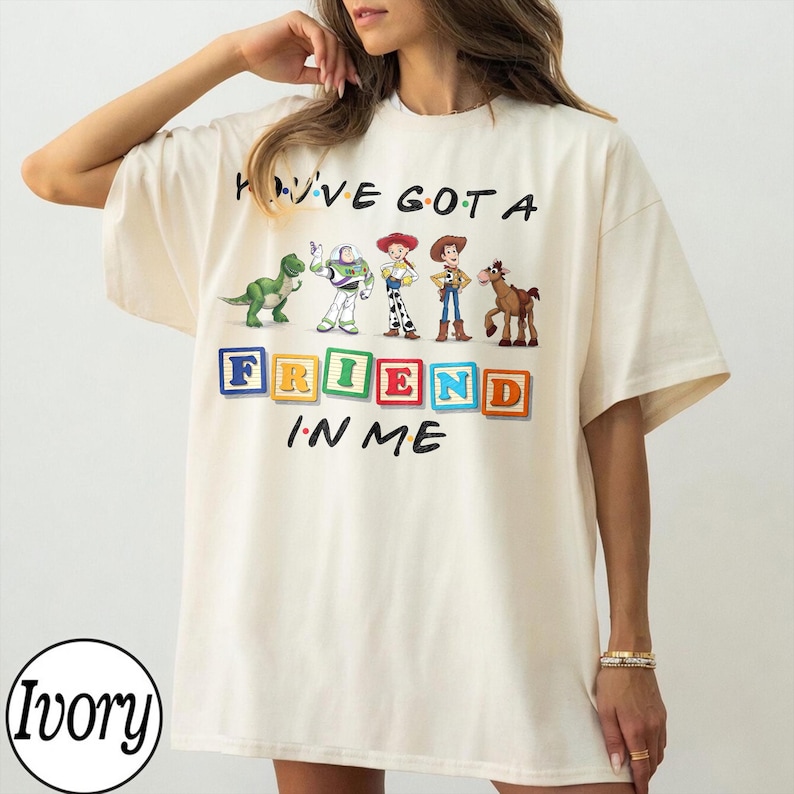 Retro You've Got A Friend In Me Shirt, Toy Story Shirt, Disney Pixar Sweatshirt, Woody Buzz Toy Story Party, Disney Toy Story Balloons Shirt Ivory/Natural/Sand