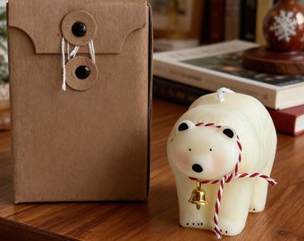 Handmade Soy Wax Animal Candles | Christmas Bear Candles for Home Decor