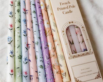 Velas cónicas pintadas a mano (juego de 2) / Juego de velas festivas para la cena / Regalo para amigos