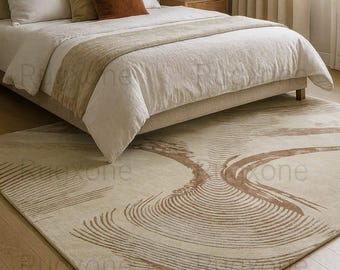 Hand-Tufted Wool Area Rug, Modern Linear Design