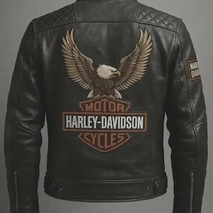 Harley Davidson Leather Jacket Eagle - Etsy