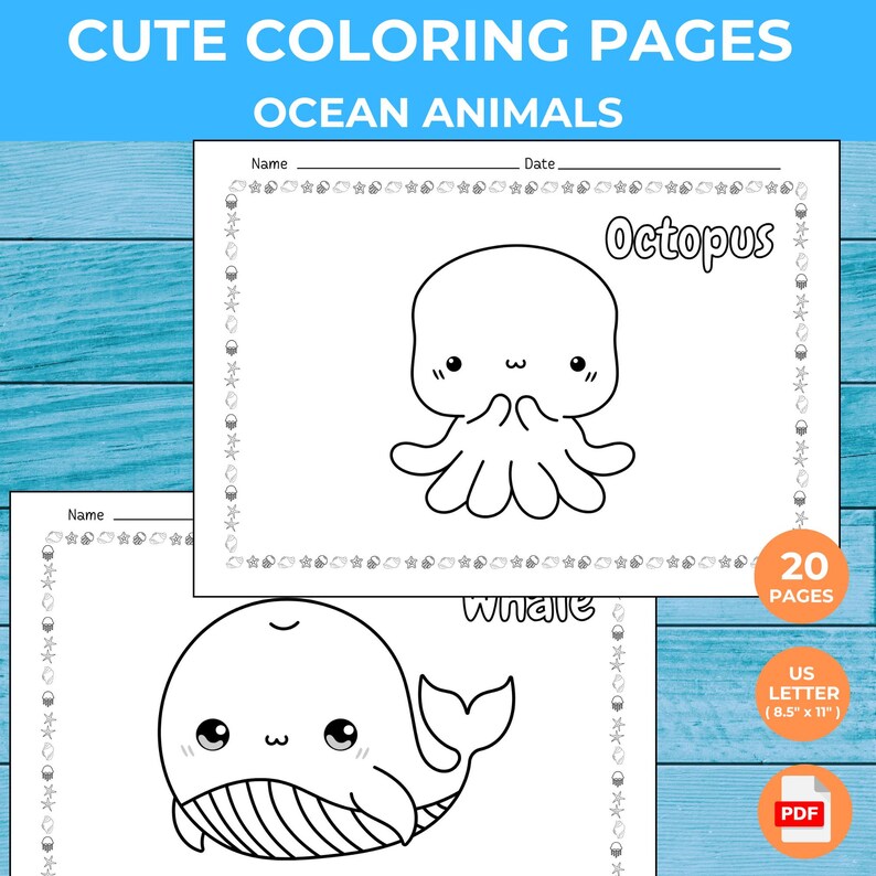 20 Easy Sea Life Printable Ocean Animals Coloring Pages for Preschool ...