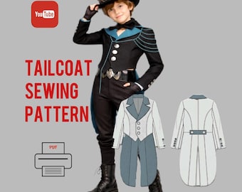 Boys Tailcoat PDF Sewing Pattern | Victorian Steampunk Jacket (Digital Download)|Age 10-11
