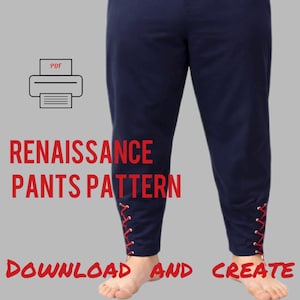 Patrón de pantalón en PDF • Pantalón medieval con puños • Disfraz de pirata/fantasía/juego de rol en vivo/tallas grandes (L-XXXL)