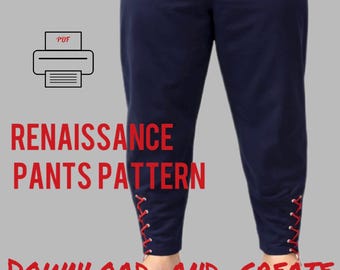 Pants Pattern PDF • Medieval Pants with Cuffs • Pirate / Fantasy / LARP Costume/Large Sizes (L-XXXL)