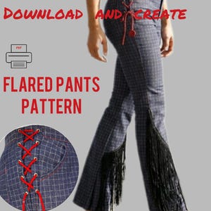 Retro Style Pants Pattern PDF | Vintage Flared Pants (Sizes S-XXXL).