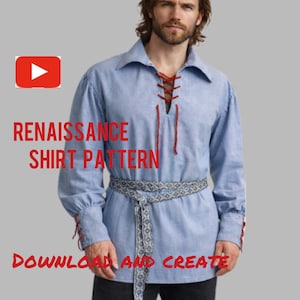 PDF pattern for men's historical shirt | medieval, pirate, renaissance, LARP. Sizes S-XXL.