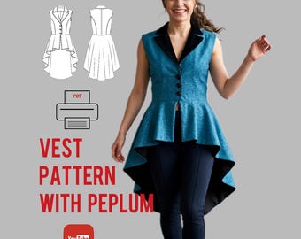 Tailcoat Vest Pattern with Asymmetrical Peplum (PDF) – Steampunk, Festival Wear