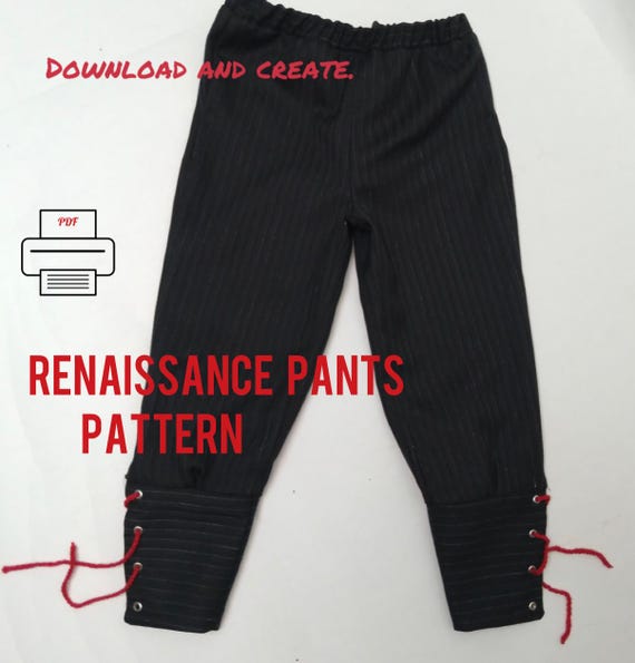 Medieval Pants Sewing Pattern: Viking Pirate Gnome Costume (PDF Pattern).Size 104-146(Children's sizes).