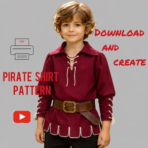 Historical Shirt Pattern: Medieval Costume (PDF). For children from 5 to 12 years old