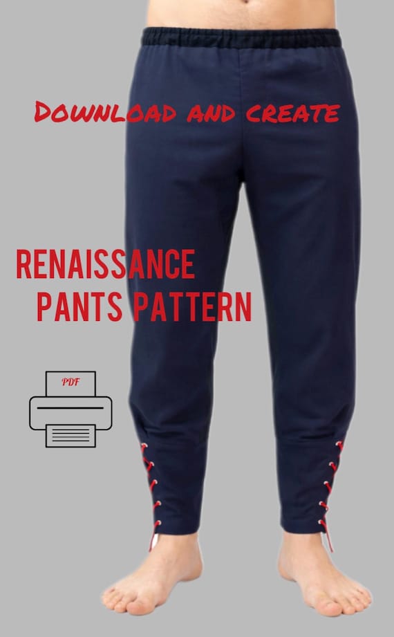 Medieval Pants with Cuffs Pattern • Pirate / Fantasy / LARP Costume /Small Sizes  (XS-XL).